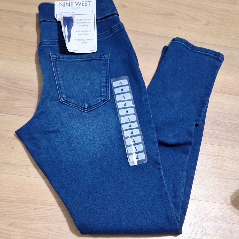 Nine West Women's Dark Blue Heidi Pull-On Skinny Jeans 4